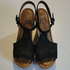 FRANCO SARTO SZ 7 BLACK WEDGES NEW WITHOUT BOX